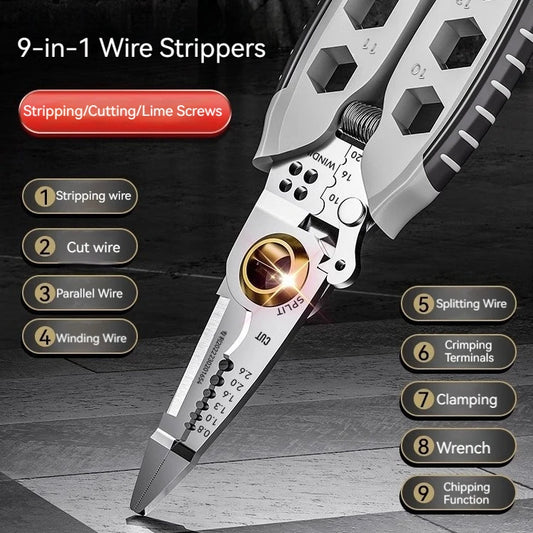 Multifunctional Wire Strippers With External Tools (9 in 1)